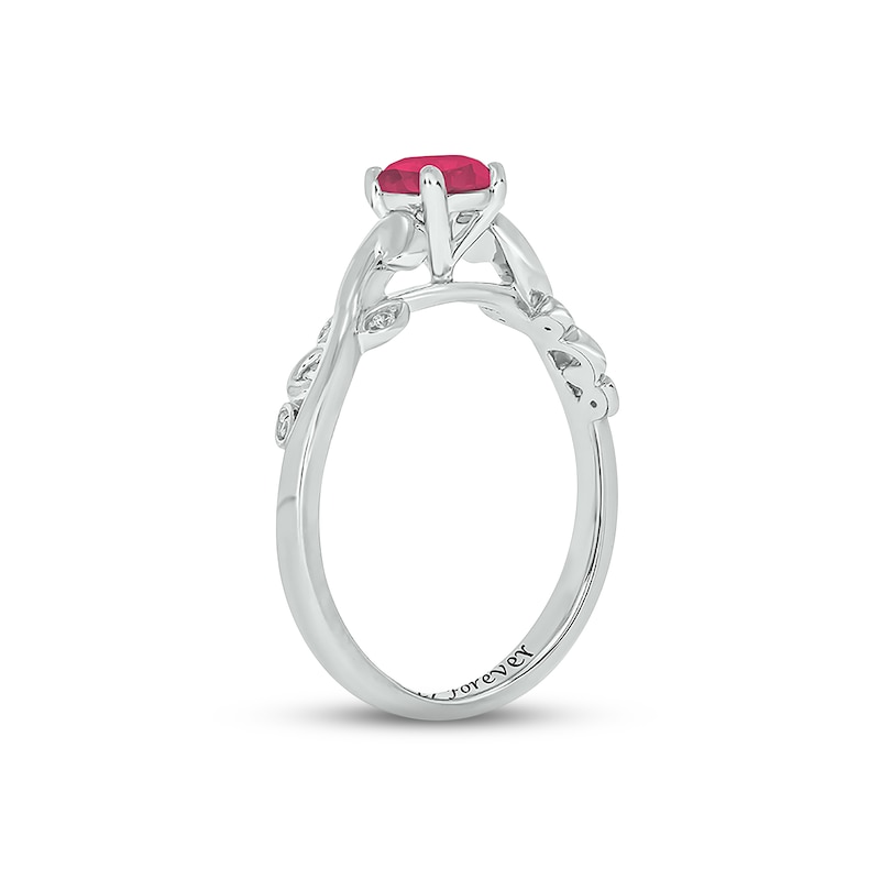Lab-Created Ruby & Diamond Promise Ring Sterling Silver