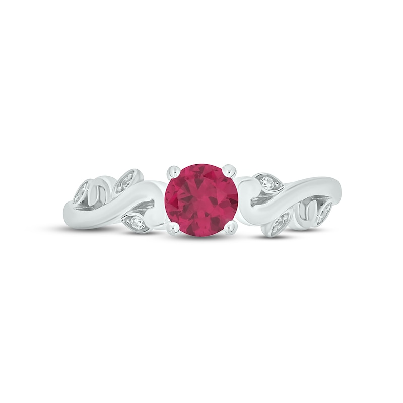 Lab-Created Ruby & Diamond Promise Ring Sterling Silver