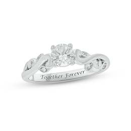 White Lab-Created Sapphire & Diamond Promise Ring Sterling Silver