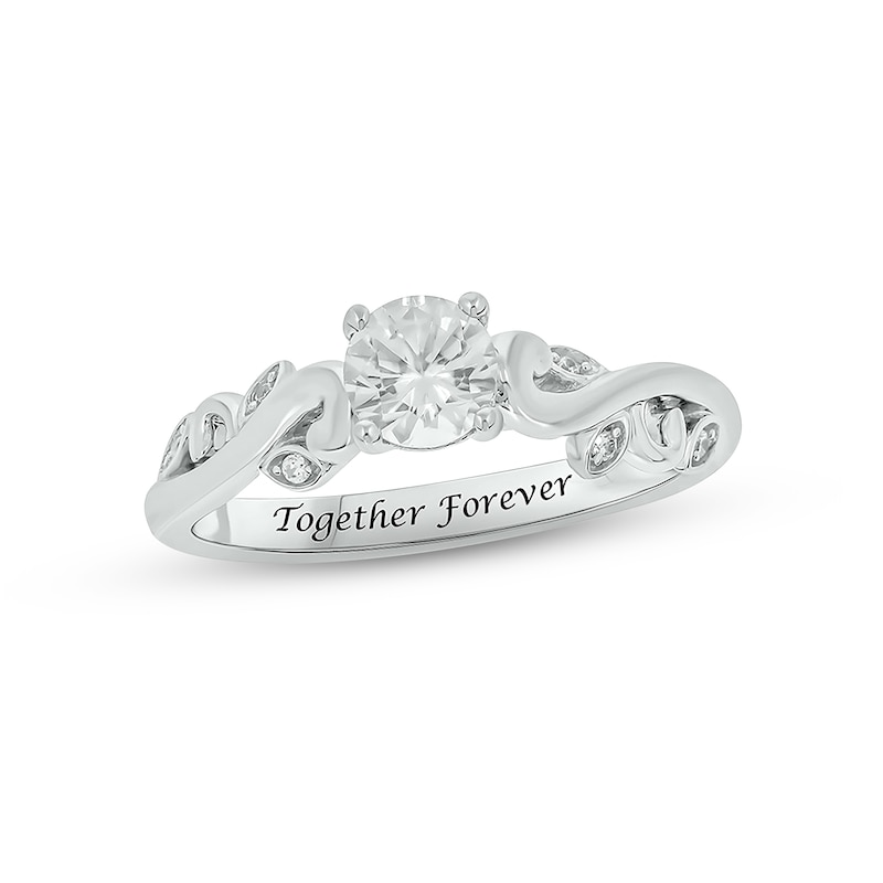 Main Image 1 of White Lab-Created Sapphire & Diamond Promise Ring Sterling Silver
