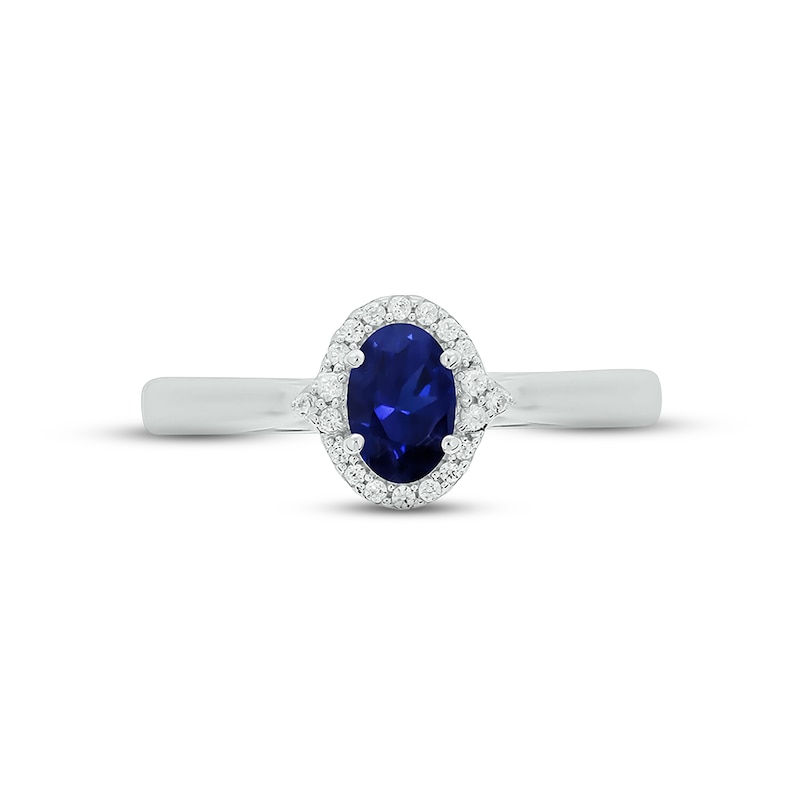 Blue Lab-Created Sapphire & Diamond Promise Ring 1/10 ct tw Round-cut Sterling Silver