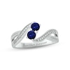 Thumbnail Image 1 of Blue Lab-Created Sapphire & Diamond Promise Ring 1/10 ct tw Round-cut Sterling Silver