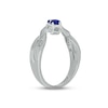 Thumbnail Image 1 of Blue Lab-Created Sapphire & Diamond Promise Ring 1/10 ct tw Round-cut Sterling Silver