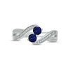 Thumbnail Image 3 of Blue Lab-Created Sapphire & Diamond Promise Ring 1/10 ct tw Round-cut Sterling Silver