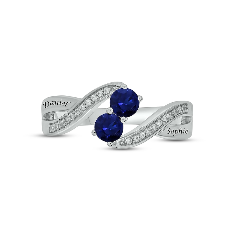 Main Image 3 of Blue Lab-Created Sapphire & Diamond Promise Ring 1/10 ct tw Round-cut Sterling Silver