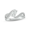 Thumbnail Image 0 of White Lab-Created Sapphire & Diamond Promise Ring 1/10 ct tw Round-cut Sterling Silver