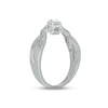 Thumbnail Image 1 of White Lab-Created Sapphire & Diamond Promise Ring 1/10 ct tw Round-cut Sterling Silver