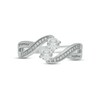 Thumbnail Image 2 of White Lab-Created Sapphire & Diamond Promise Ring 1/10 ct tw Round-cut Sterling Silver