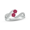 Thumbnail Image 1 of Lab-Created Ruby & Diamond Promise Ring 1/10 ct tw Round-cut Sterling Silver