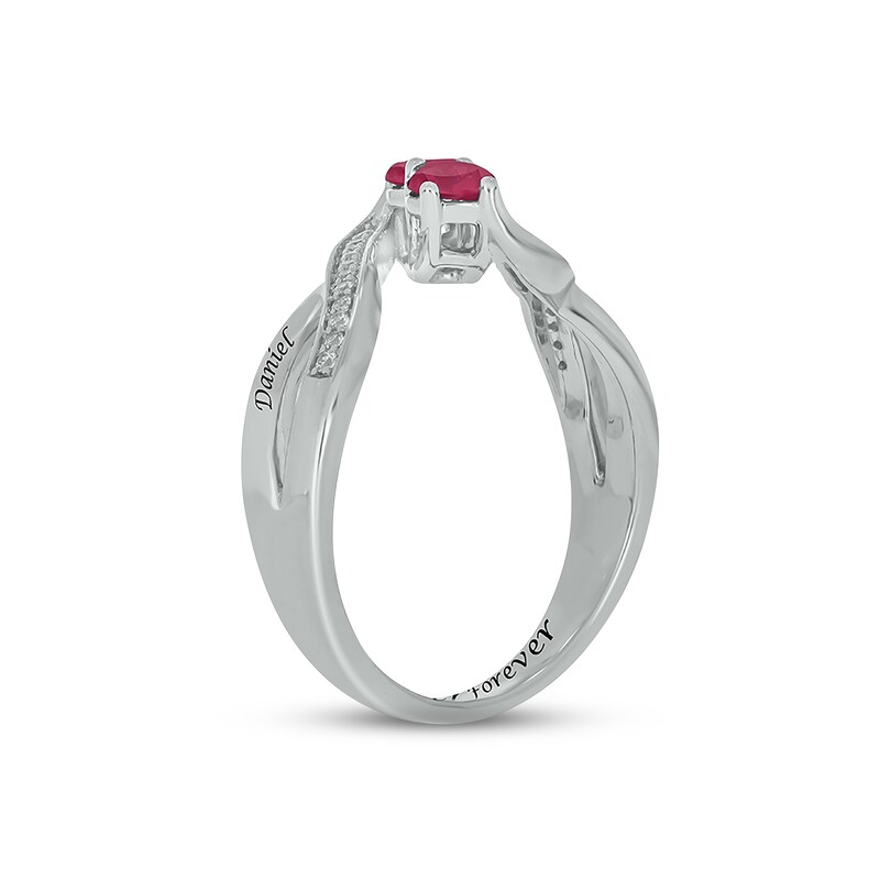 Main Image 2 of Lab-Created Ruby & Diamond Promise Ring 1/10 ct tw Round-cut Sterling Silver