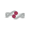 Thumbnail Image 3 of Lab-Created Ruby & Diamond Promise Ring 1/10 ct tw Round-cut Sterling Silver