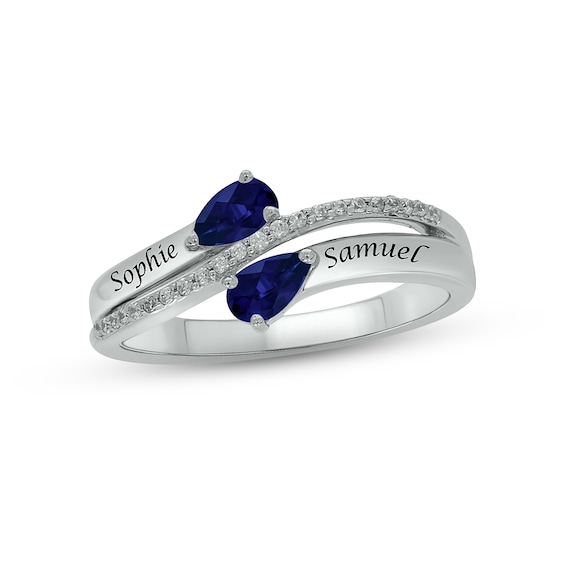 Lab-Created Sapphire & Diamond Promise Ring 1/10 ct tw Round-cut Sterling Silver