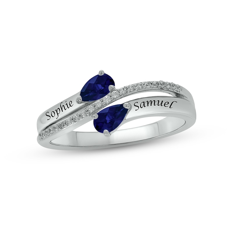 Main Image 1 of Blue Lab-Created Sapphire & Diamond Promise Ring 1/10 ct tw Round-cut Sterling Silver