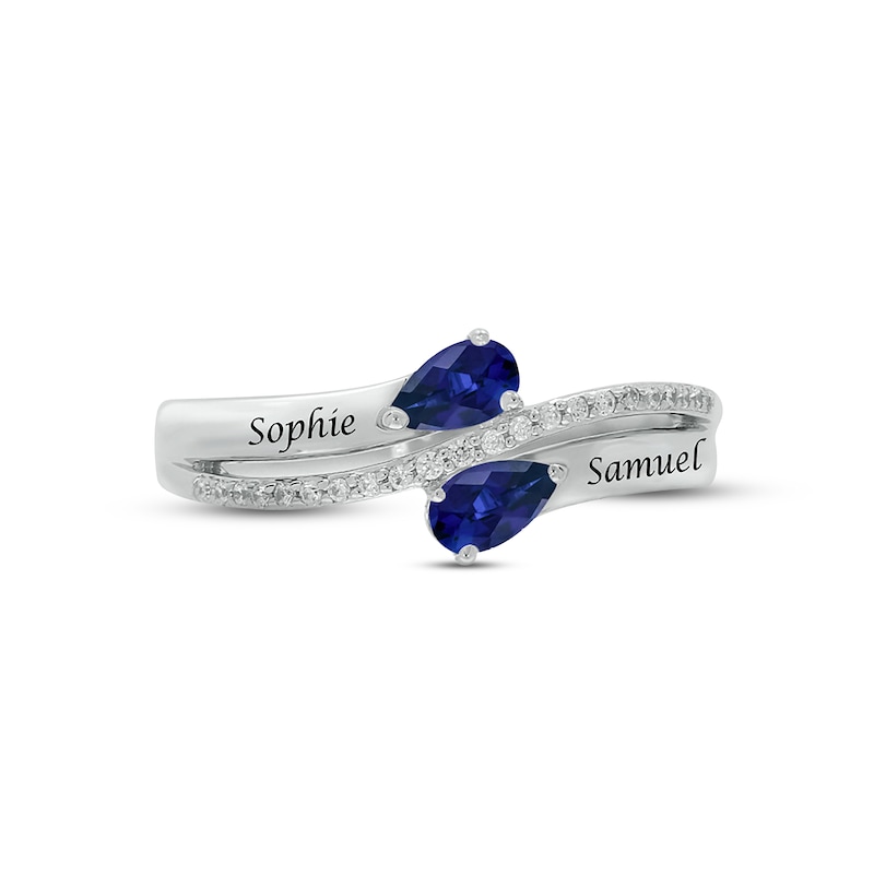 Main Image 3 of Blue Lab-Created Sapphire & Diamond Promise Ring 1/10 ct tw Round-cut Sterling Silver