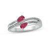 Thumbnail Image 1 of Lab-Created Ruby & Diamond Promise Ring 1/10 ct tw Round-cut Sterling Silver