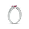 Thumbnail Image 2 of Lab-Created Ruby & Diamond Promise Ring 1/10 ct tw Round-cut Sterling Silver