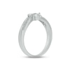 Thumbnail Image 2 of White Lab-Created Sapphire & Diamond Promise Ring 1/10 ct tw Round-cut Sterling Silver