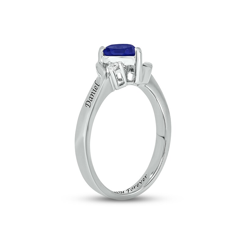 Main Image 2 of Blue Lab-Created Sapphire & Diamond Heart Promise Ring 1/20 ct tw Round-cut Sterling Silver