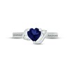 Thumbnail Image 3 of Blue Lab-Created Sapphire & Diamond Heart Promise Ring 1/20 ct tw Round-cut Sterling Silver