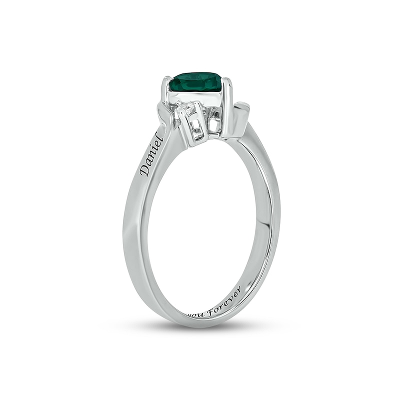 Main Image 2 of Lab-Created Emerald & Diamond Heart Promise Ring 1/20 ct tw Round-cut Sterling Silver