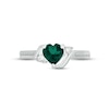 Thumbnail Image 3 of Lab-Created Emerald & Diamond Heart Promise Ring 1/20 ct tw Round-cut Sterling Silver