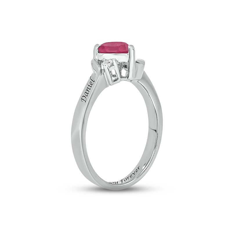 Main Image 2 of Lab-Created Ruby & Diamond Heart Promise Ring 1/20 ct tw Round-cut Sterling Silver