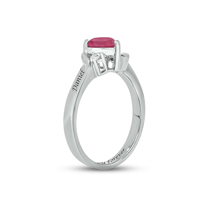 Lab-Created Ruby & Diamond Heart Promise Ring 1/20 ct tw Round-cut Sterling Silver