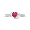 Thumbnail Image 2 of Lab-Created Ruby & Diamond Heart Promise Ring 1/20 ct tw Round-cut Sterling Silver