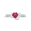 Thumbnail Image 3 of Lab-Created Ruby & Diamond Heart Promise Ring 1/20 ct tw Round-cut Sterling Silver
