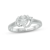 Thumbnail Image 0 of White Lab-Created Sapphire & Diamond Heart Promise Ring 1/20 ct tw Round-cut Sterling Silver