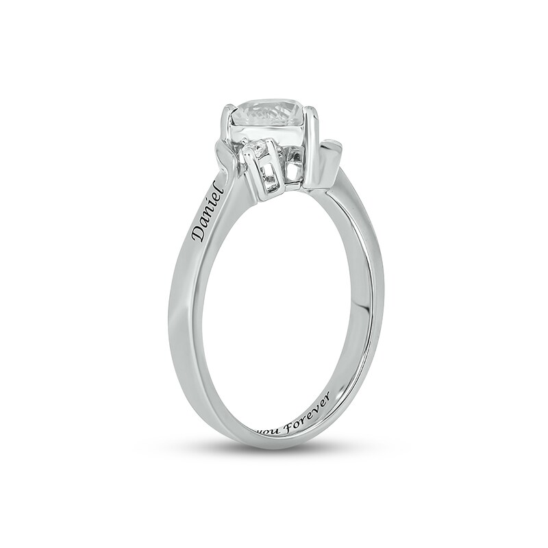 White Lab-Created Sapphire & Diamond Heart Promise Ring 1/20 ct tw Round-cut Sterling Silver