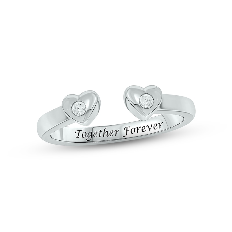 Main Image 1 of Diamond Hearts Deconstructed Promise Ring 1/20 ct tw Round-cut Sterling Silver