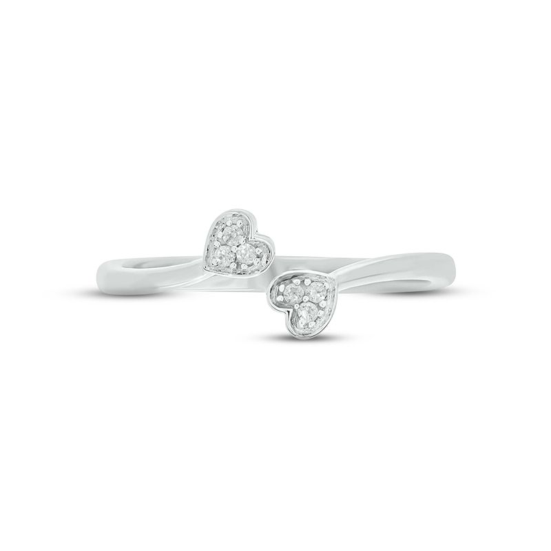 Diamond Hearts Wrap Promise Ring 1/20 ct tw Round-cut Sterling Silver