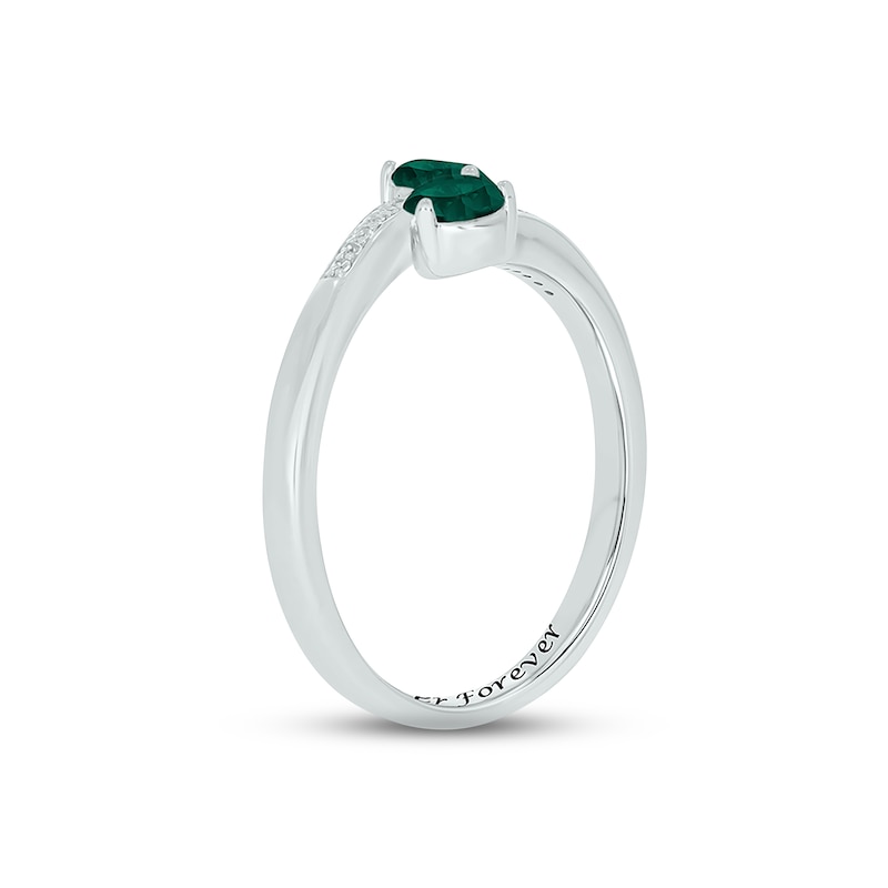 Lab-Created Emerald & Diamond Wrap Promise Ring 1/20 ct tw Round-cut Sterling Silver