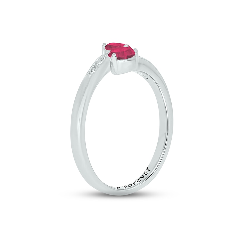 Main Image 2 of Lab-Created Ruby & Diamond Wrap Promise Ring 1/20 ct tw Round-cut Sterling Silver