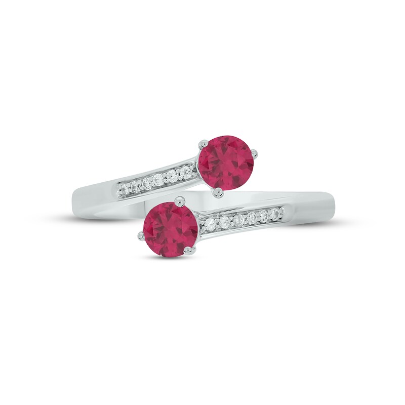 Main Image 3 of Lab-Created Ruby & Diamond Wrap Promise Ring 1/20 ct tw Round-cut Sterling Silver