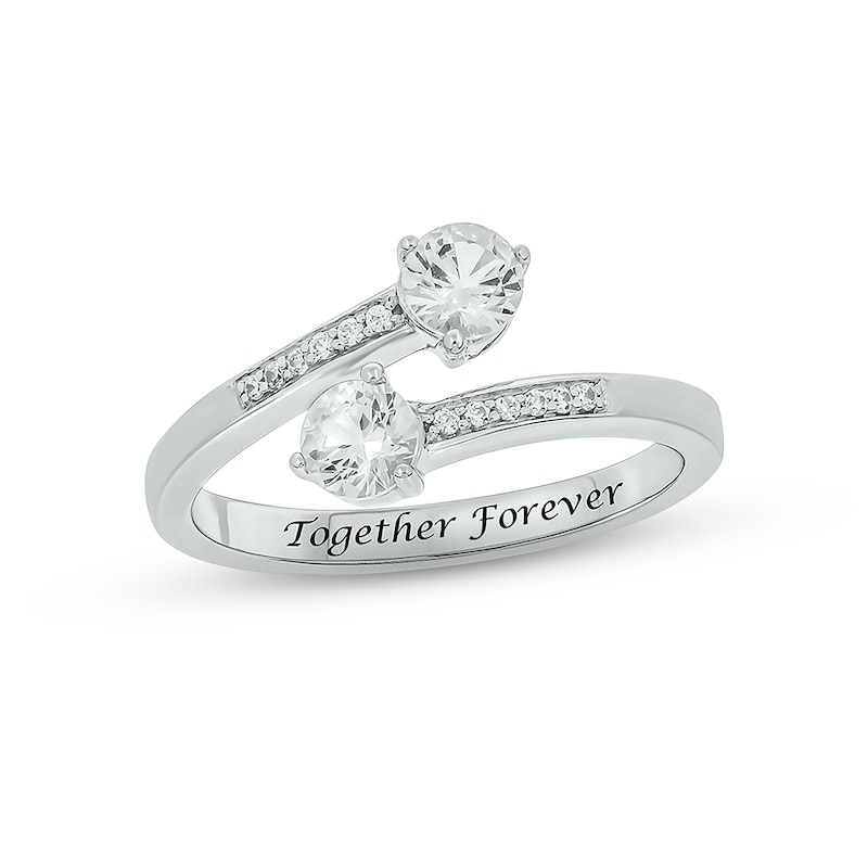Main Image 1 of White Lab-Created Sapphire Wrap Promise Ring 1/20 ct tw Round-cut Sterling Silver