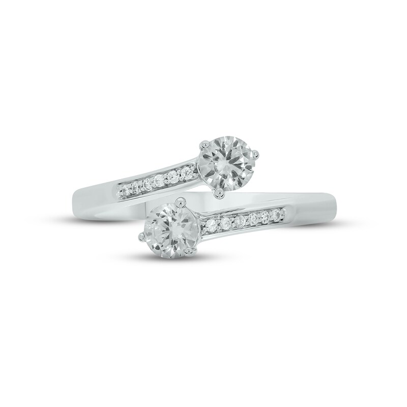 Main Image 3 of White Lab-Created Sapphire Wrap Promise Ring 1/20 ct tw Round-cut Sterling Silver