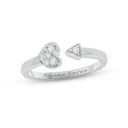 Diamond Heart Triangle Deconstructed Promise Ring 1/10 ct tw Round-cut Sterling Silver