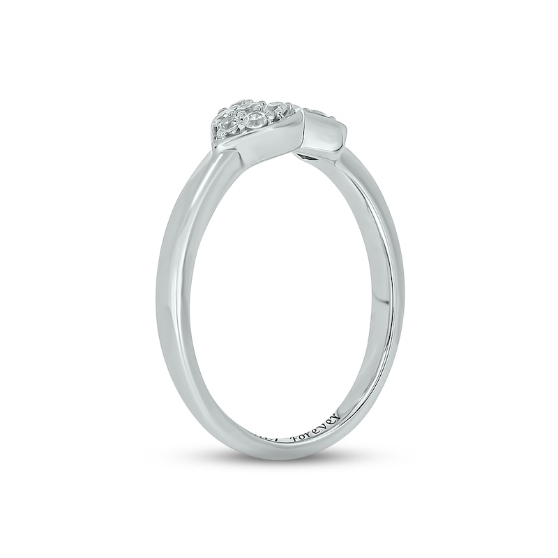 Diamond Heart Triangle Deconstructed Promise Ring 1/10 ct tw Round-cut Sterling Silver
