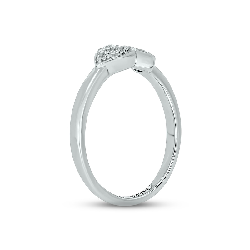 Main Image 2 of Diamond Heart Triangle Deconstructed Promise Ring 1/10 ct tw Round-cut Sterling Silver