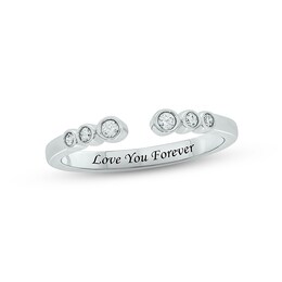 Diamond Bezel Deconstructed Promise Ring 1/10 ct tw Round-cut Sterling Silver