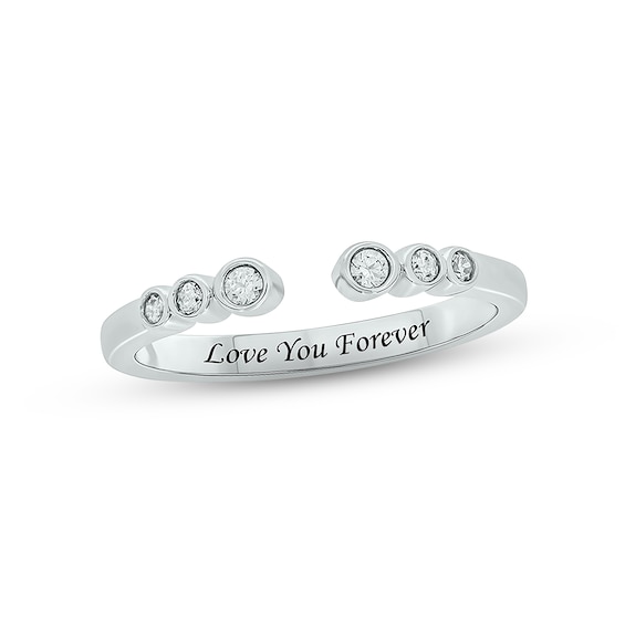 Diamond Bezel Deconstructed Promise Ring 1/10 ct tw Round-cut Sterling Silver