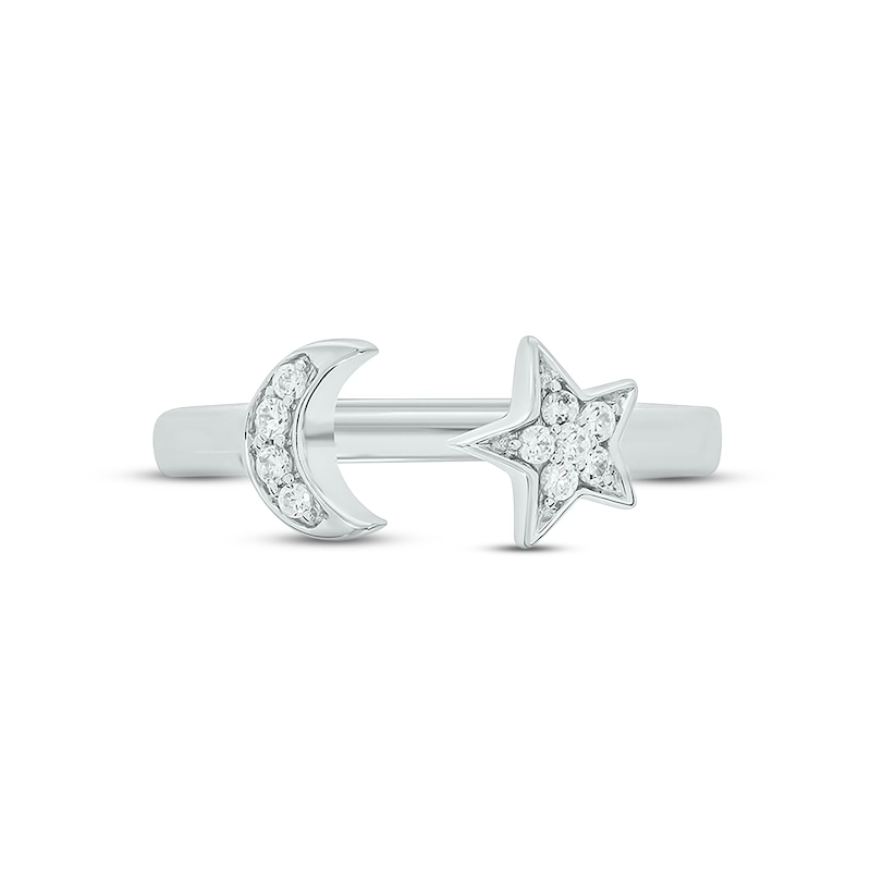 Main Image 3 of Diamond Moon & Star Deconstructed Promise Ring 1/10 ct tw Round-cut Sterling Silver
