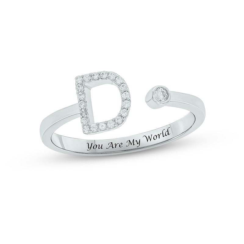 Main Image 1 of Diamond Initial Deconstructed Promise Ring 1/10 ct tw Sterling Silver