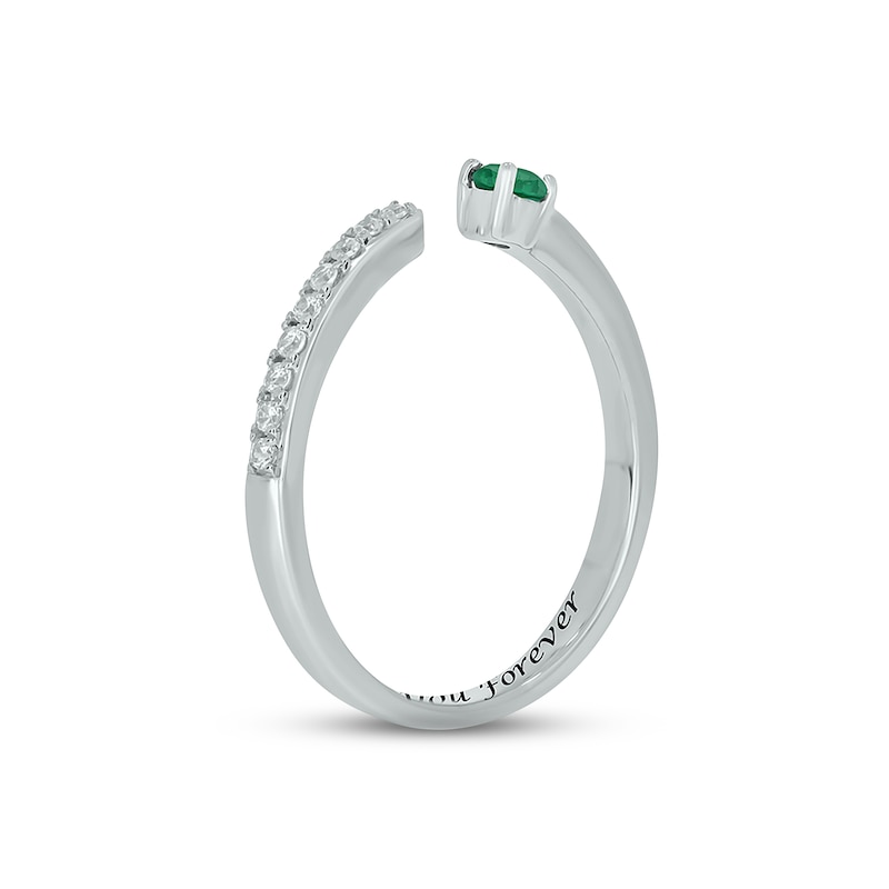Main Image 2 of Lab-Created Emerald & Diamond Deconstructed Promise Ring 1/10 ct tw Round-cut Sterling Silver