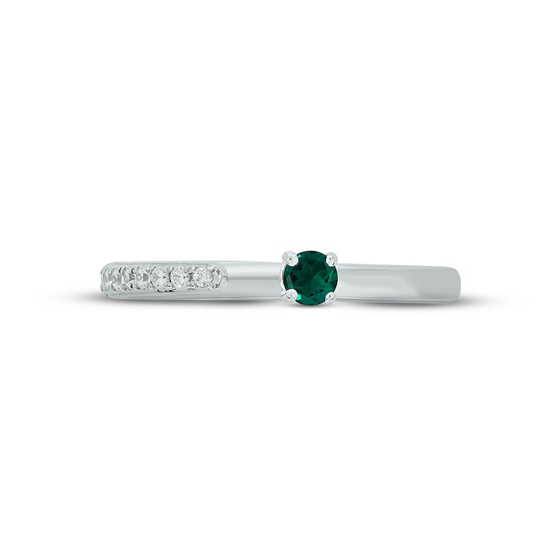 Main Image 3 of Lab-Created Emerald & Diamond Deconstructed Promise Ring 1/10 ct tw Round-cut Sterling Silver