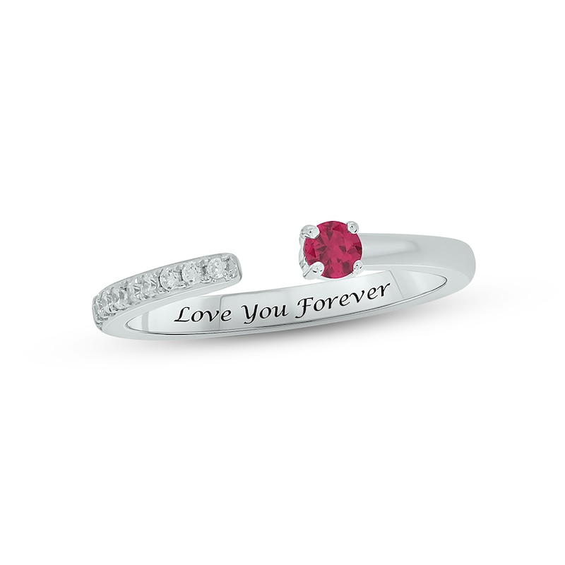 Lab-Created Ruby & Diamond Deconstructed Promise Ring 1/10 ct tw Round-cut Sterling Silver