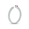 Thumbnail Image 1 of Lab-Created Ruby & Diamond Deconstructed Promise Ring 1/10 ct tw Round-cut Sterling Silver