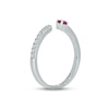 Thumbnail Image 1 of Lab-Created Ruby & Diamond Deconstructed Promise Ring 1/10 ct tw Round-cut Sterling Silver